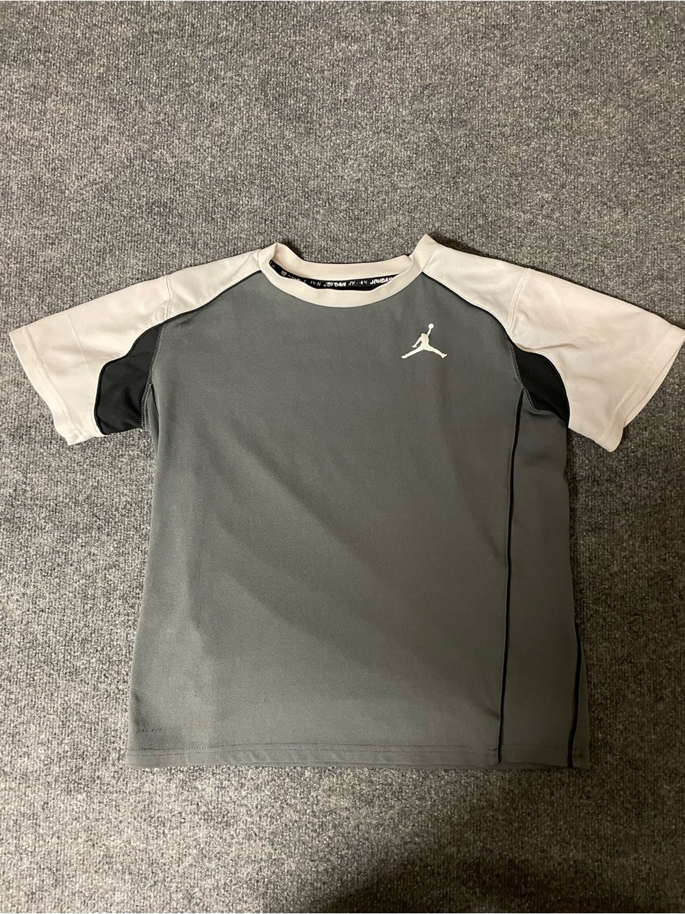 Jordan Short-Sleeve Athletic Tee in Gray, White & Black